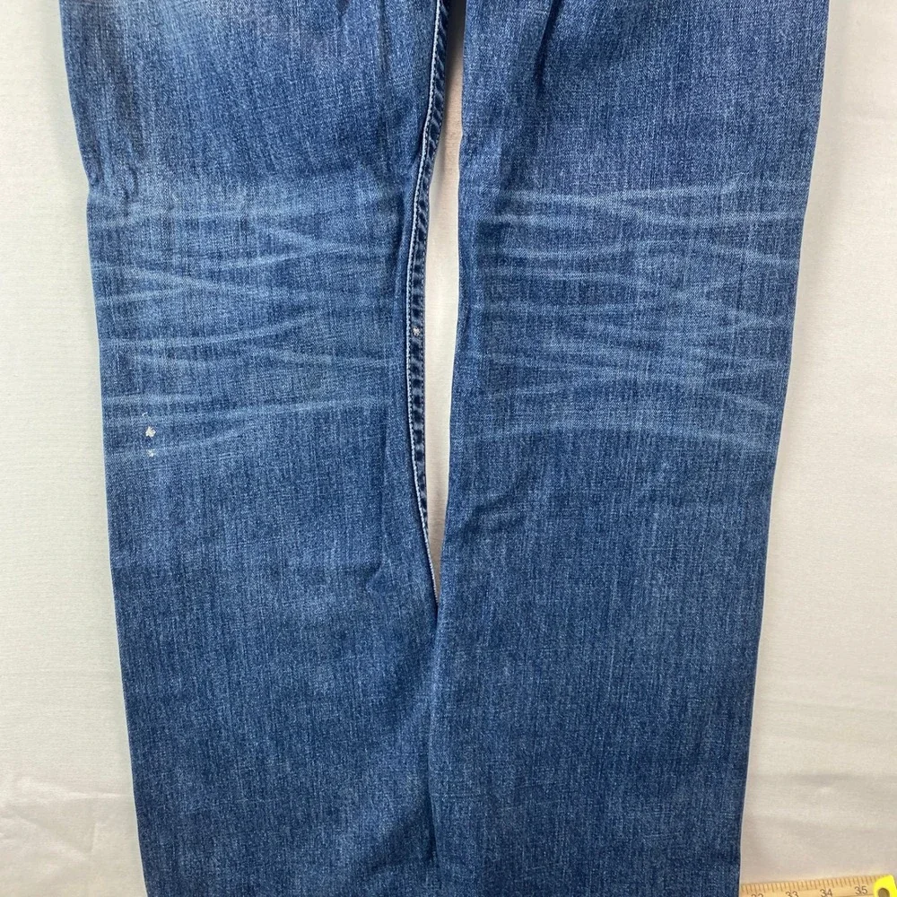 True Religion Straight W Flap Basic Mens 36 Blue Denim Jeans Contrast Stitching